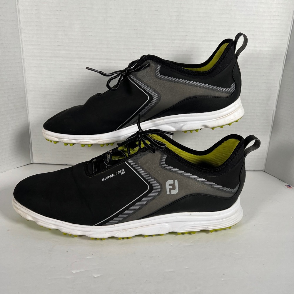 FootJoy SuperLites XP Mens 15 M Black Grey Spikeless Golf Shoes 58075